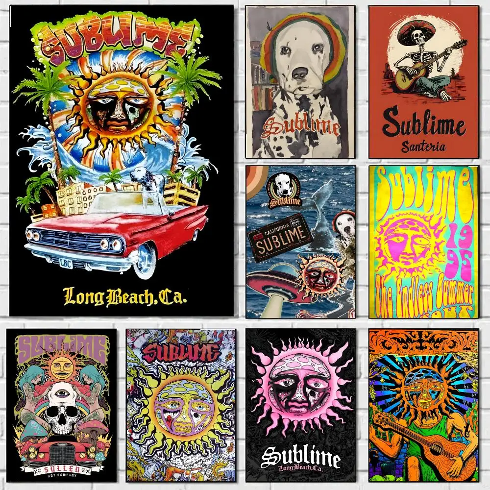 S-Sublime Band Poster HD Wall Art Decal Self-Adhesive Aesthetic Decor For Home Living Bedroom Bar Aesthetic