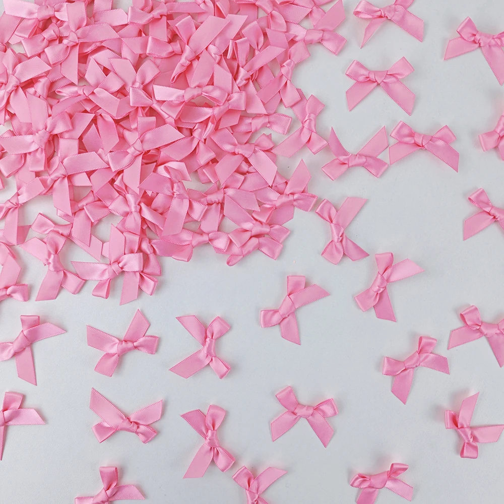 3*4cm Pink Ribbon Bows Small Size Satin Ribbon Bow Flower Craft Decoration DIY Wedding Birthday Party Decoration DIT Making
