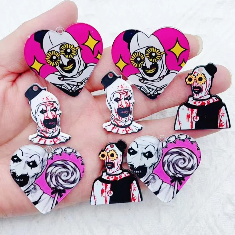 10Pcs Halloween cartoon characters Charms Creative Acrylic Pendant For Keychain Necklace Jewelry diy Making
