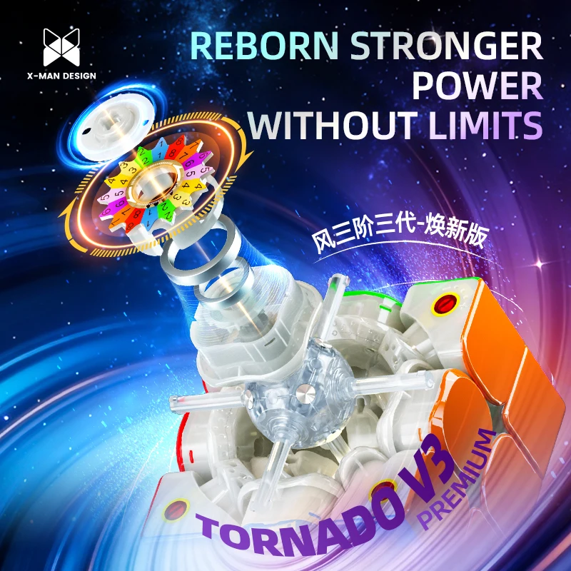 Qiyi X-Man Tornado V3 M Pioneer UV Magnetic Speed Cube, Sans Autocollant, XMD Tornado V3M Fidget Toys, Cubo Magico Puzzle  26