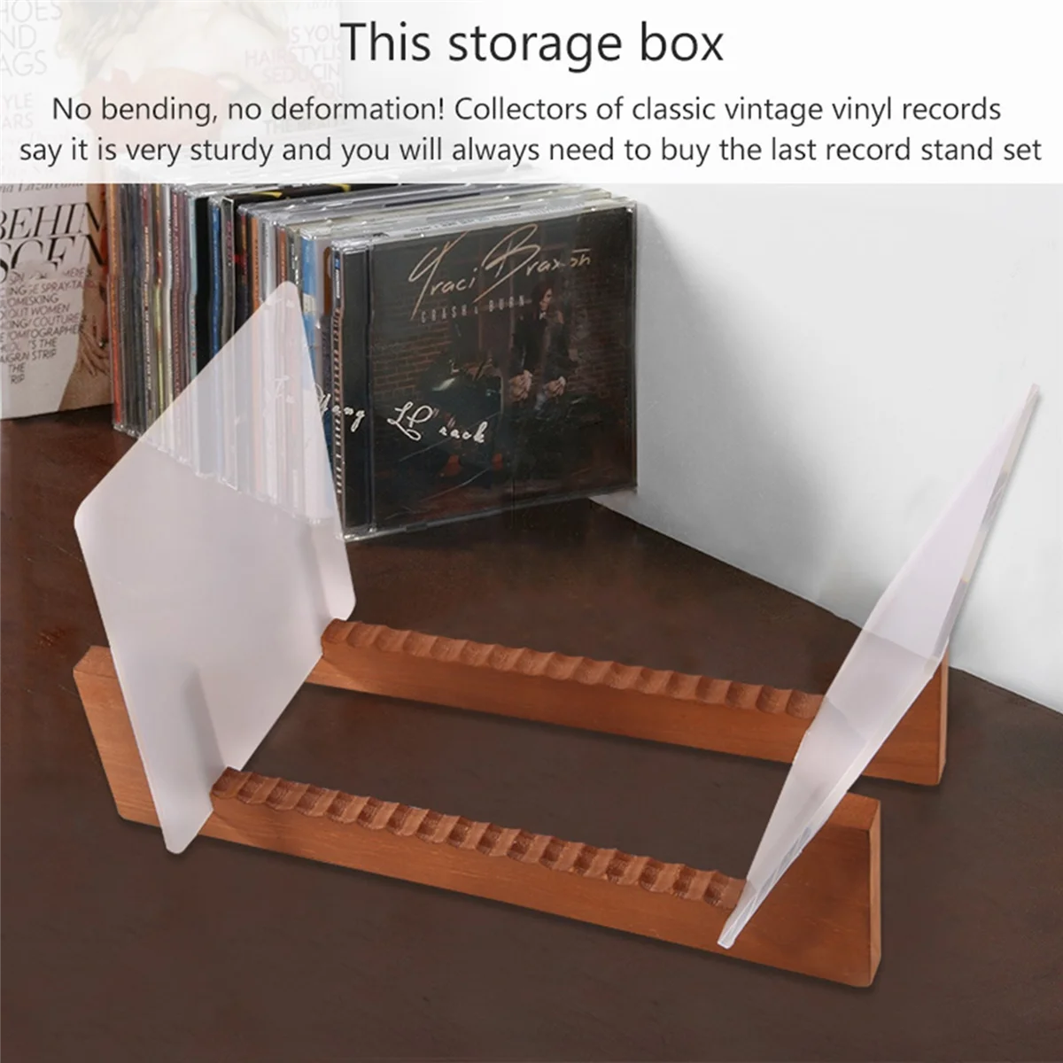 Vinyl Record Storage Holder - Acrylic Ends - Display Your Singles and LPs in This Modern Portable Rack Unit