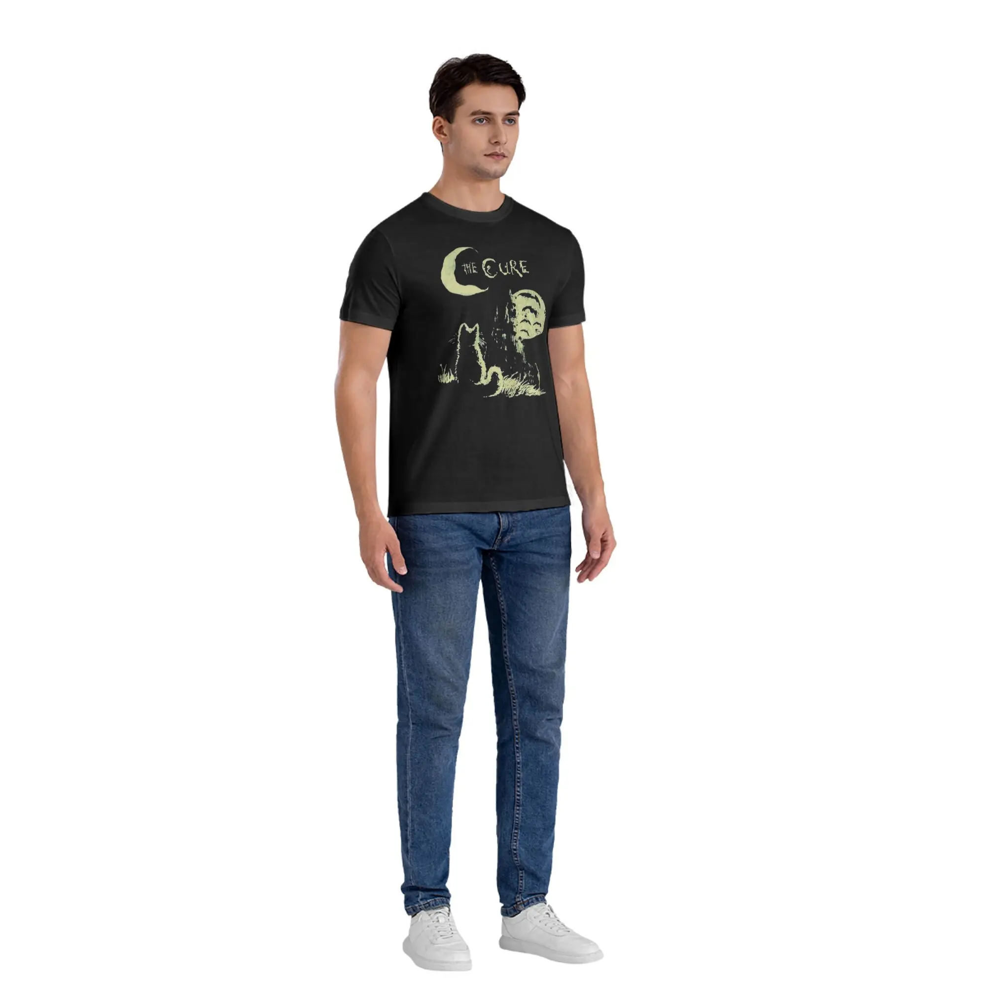 The Cure Cat  T-Shirt for Men Cotton T Shirts Men's Tees Short Crew Neck Summer Clothes Tops S-6XL