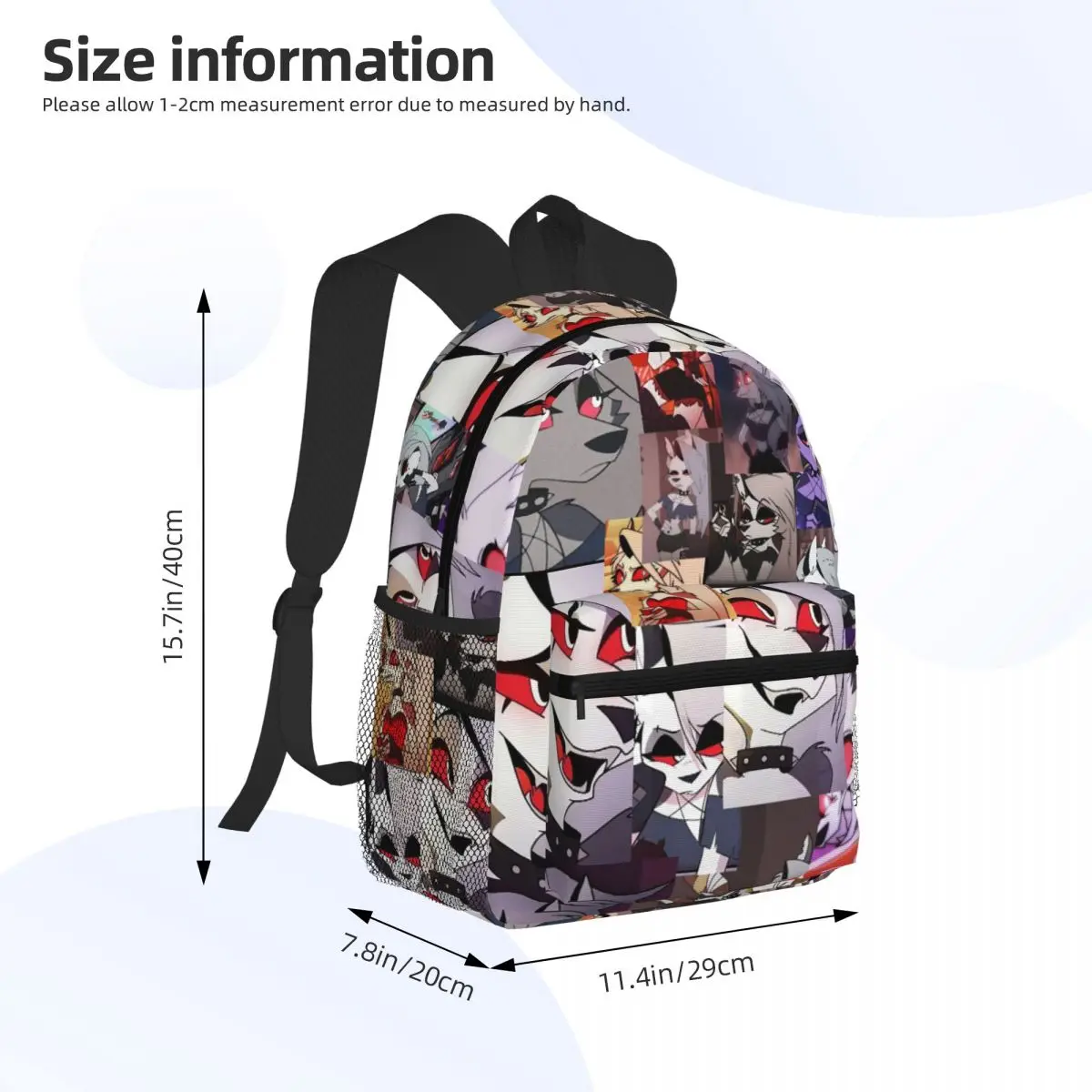 Helluva Boss Loona 학생 배낭 학교 가방 소년을위한 하이킹 여행 데이 팟 소녀 패션 Bookbag 어깨 가방