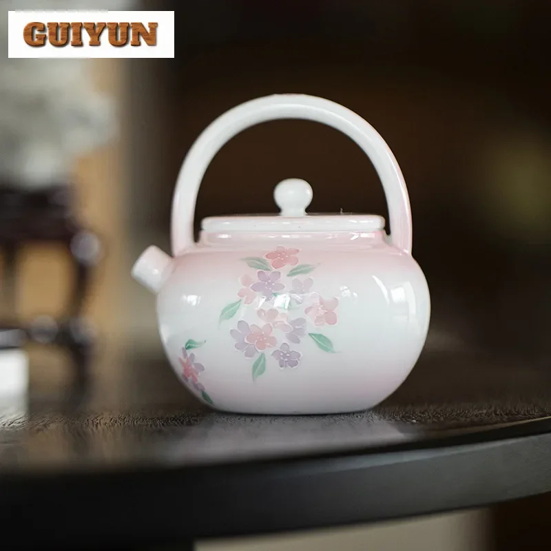 

150 мл фарфоровый чайник с розовым цветком Arita, креативный чайник для заварки чая, чайник с ситечком, китайский чайный сервиз