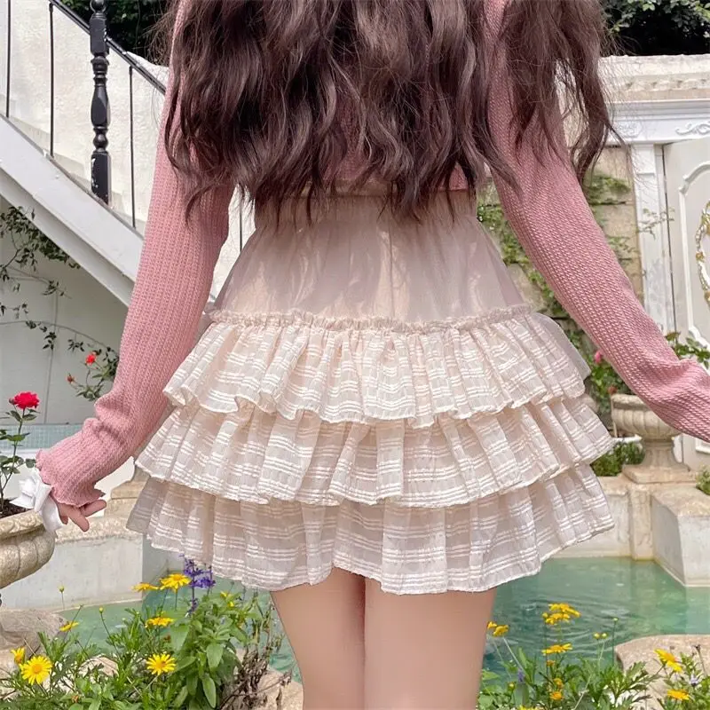 Summer women's ballet gentle pink top+bow cake skirt two-piece set
