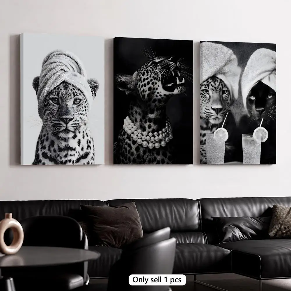 Wild Cat Elegance Framed Wall Painting Framed Canvas Wall Art Print Modern Home Decor for Living Room