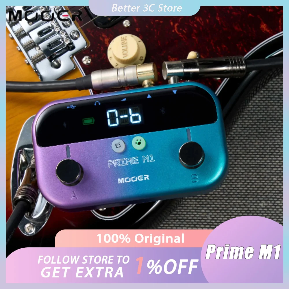 MOOER Prime M1 Guitar Pedal Custom Effectors With 128 Guitar Effect Drum Machine Tuner LOOPER Support Bluetooth Built-in Battery