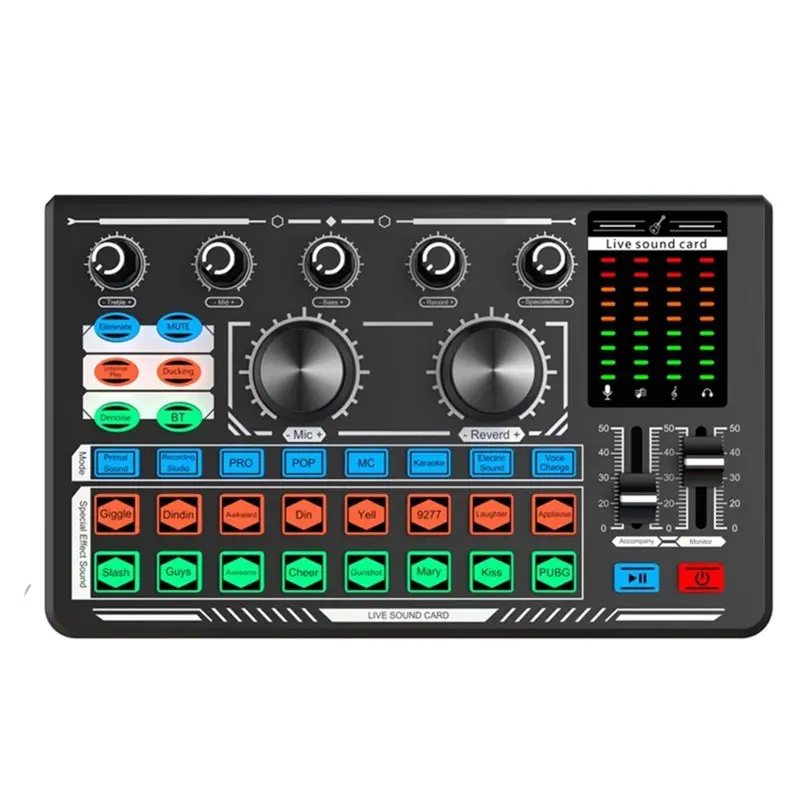 AT82-D996 Audio Mixer Built-In Bluetooth Noise Cancellation Live Sound Card Effects And Studio Voice Changer Equipment