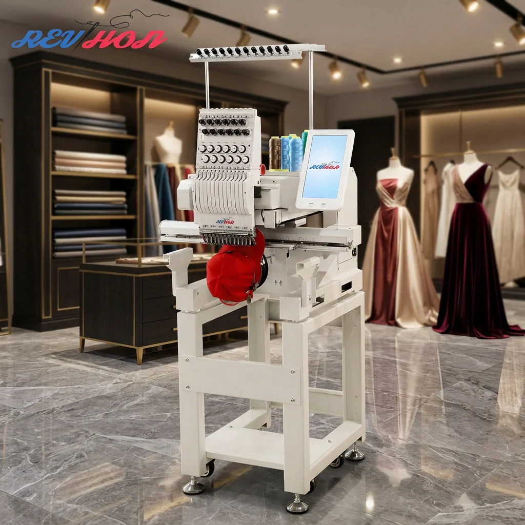 Revhon Multi Needle Single Head Embroidery Machine Hat t Shirt Small Size Computer Embroidery Machine