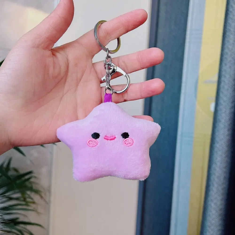 Smile Stars Smile Star Key Ring Pom Pom Starfish Pentagram Smile Stars Plush Keyring Soft Fluffy Smile Stars Backpack Pendant