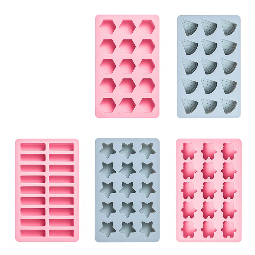 More Style With Lid Geometry Star Ice Mold Bear Chocolate Biscuit Jelly Mould Watermelon Shape Cake Decor Candle Soap Making Set