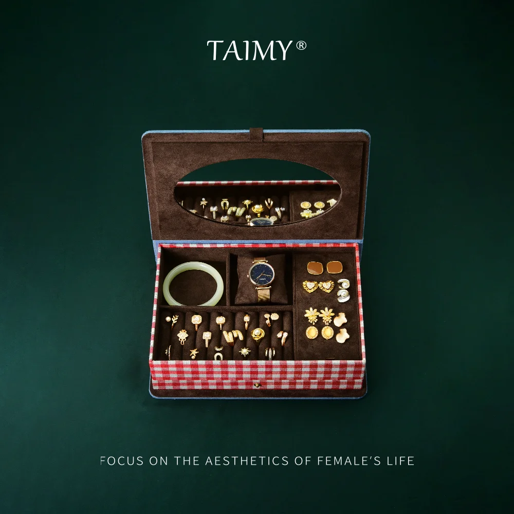 TAIMY Cowboy Style Jewelry Box Creative Double-Layer Multifunctional Jewelry Storage Box With Mirror Personalized Jewelry Case