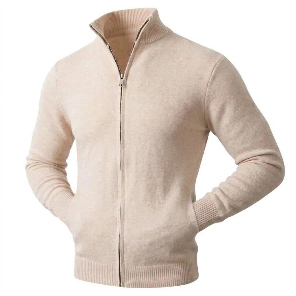 Herbst Herren Casual Stehkragen Strickjacke mit Reißverschluss Winter Warmer Pullover Mantel Oberbekleidung Langarm Streetwear Top – Detail 5