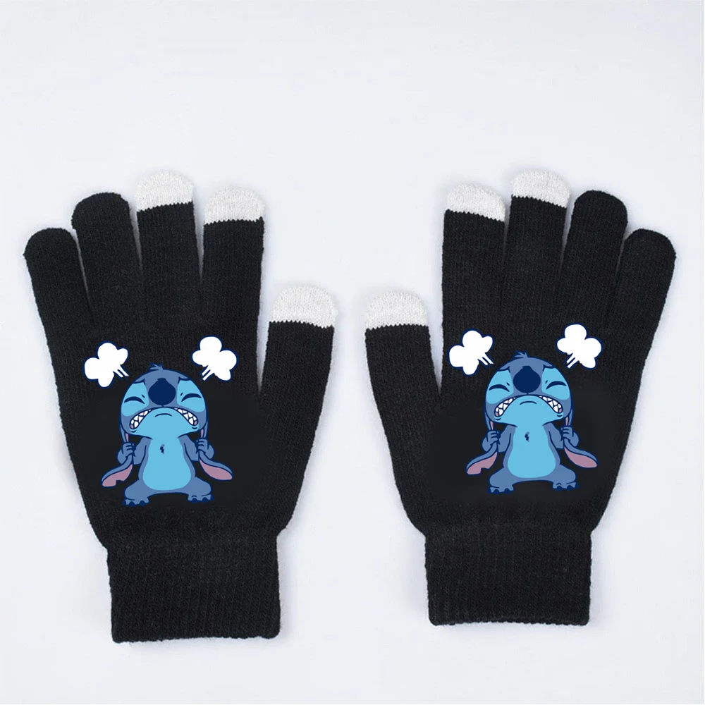 Cute Stitch Disney Half Gloves Autumn Winter Warm Stitch Gloves Stretch Rękawiczki robocze dla kobiet i mężczyzn Rękawiczki Akcesoria rowerowe