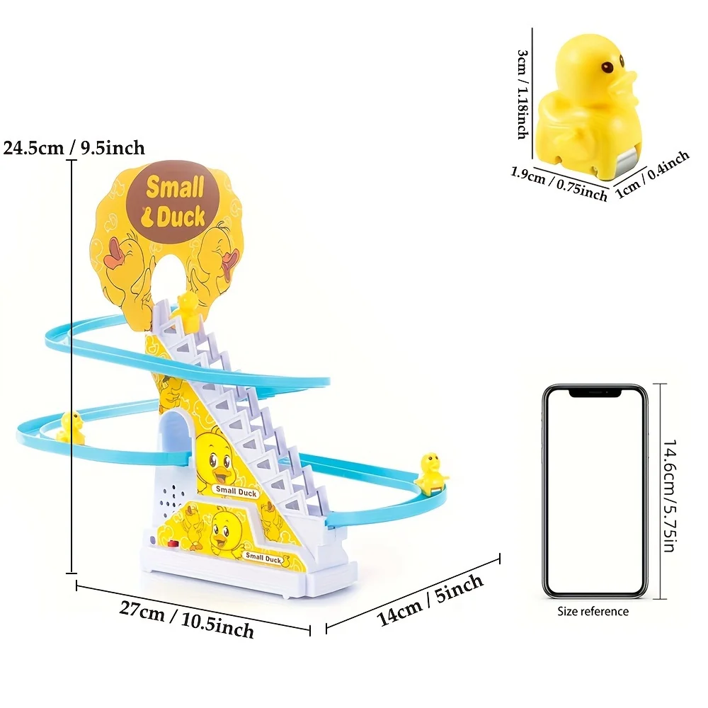 6 uds patitos escalada escaleras juguete, tobogán eléctrico pato amarillo juguete, juguetes para niños y niñas, regalo de vacaciones, juguete ligero y musical ea
