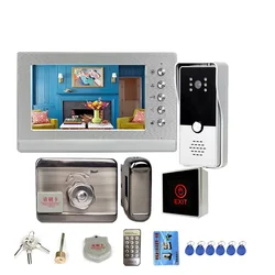 New Video Door Phone Doorbell Intercom System 7 Inch 1000TVL with Electronic Lock 12V/3A Power Door Access Control