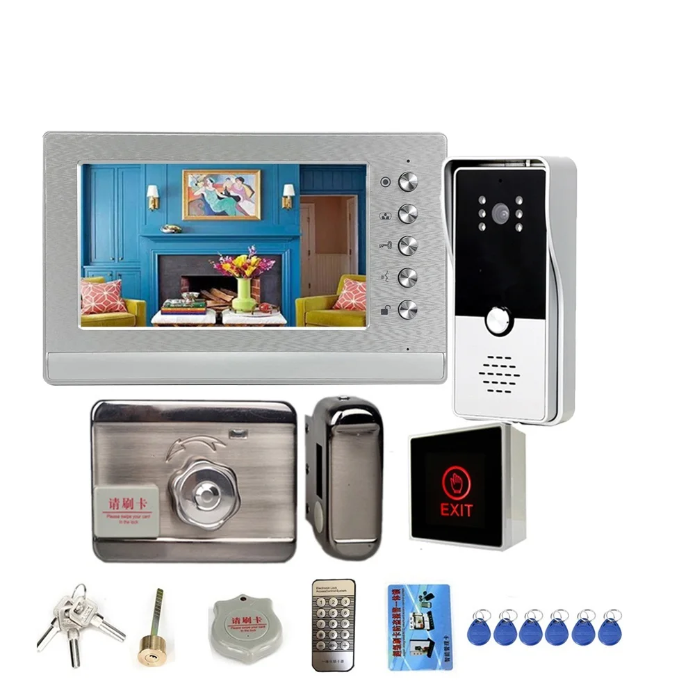 Go! Video Door Phone Doorbell Intercom System 7 Inch 1000TVL with Electronic Lock 12V/3A Power Door Access Control