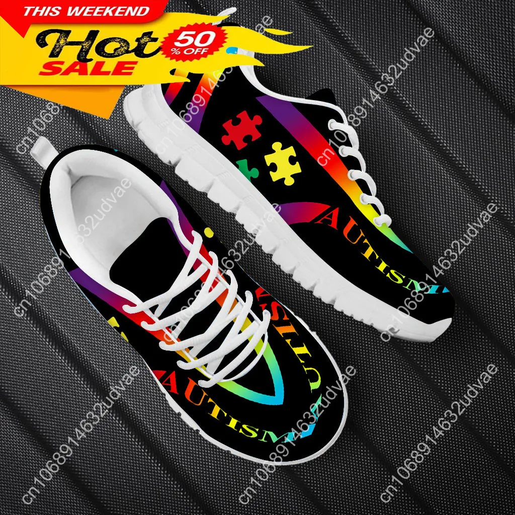 Woman Flats Shoes Autism Awareness Design For Girls Personalized Walking Shoes Female Wear-resistant Sport Sneakers