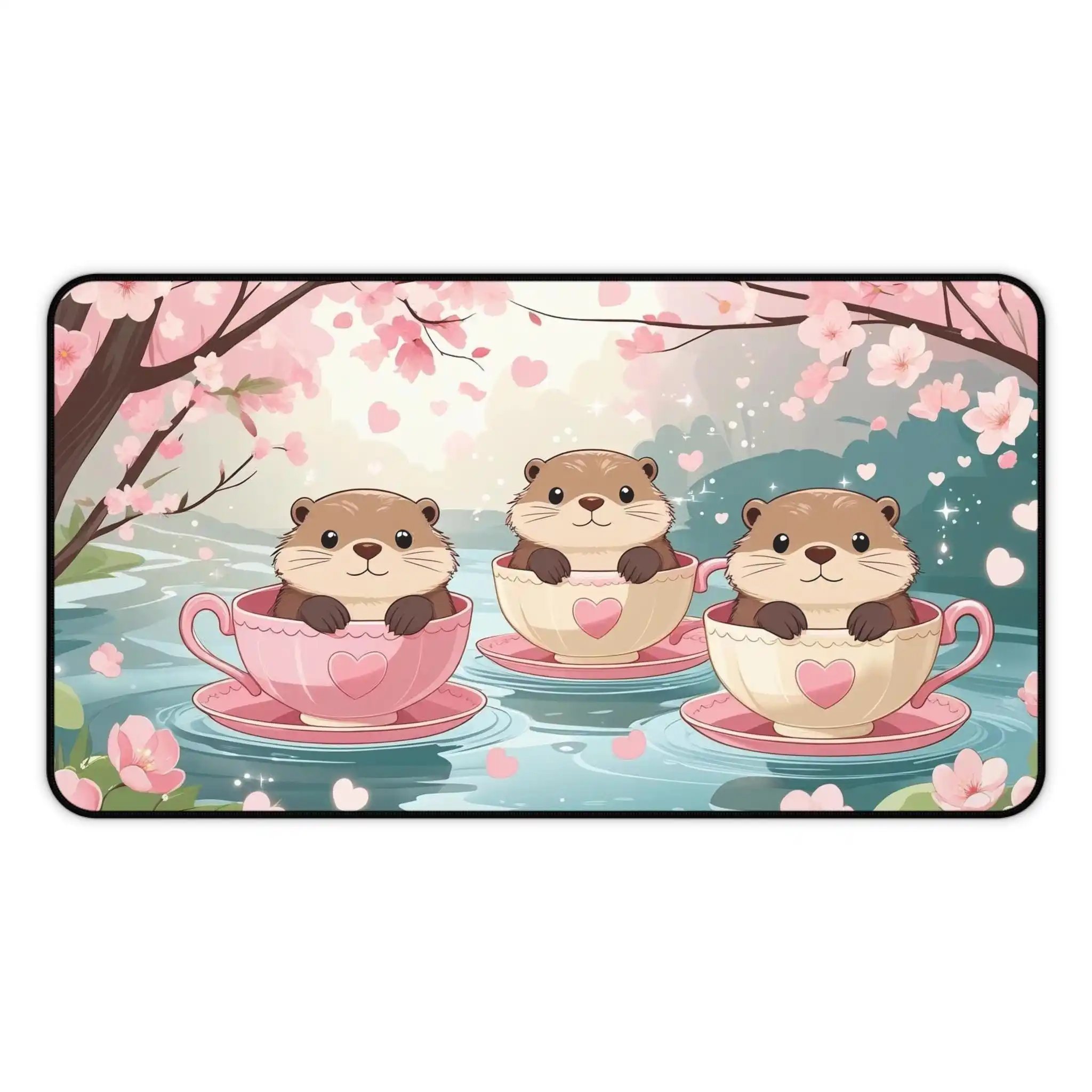 Otter Pink Style Pattern Mouse Pad, Cute Desktop Decoration, Non-slip and Waterproof Mouse Pad, The Perfect Gift for Friends.