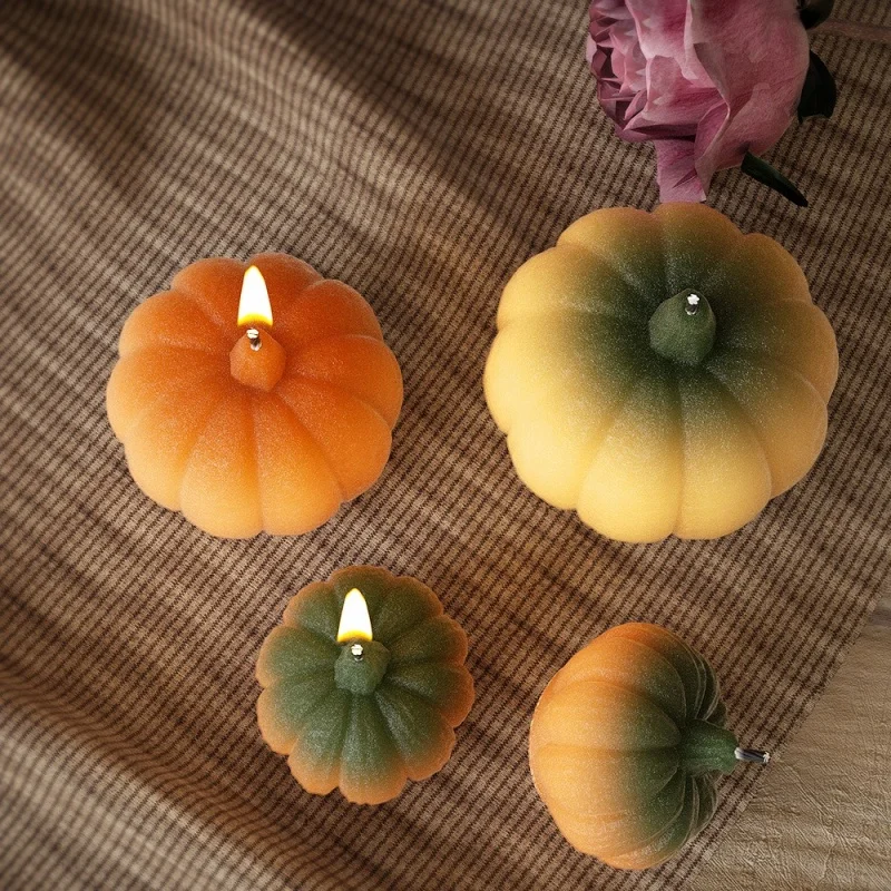 Pumpkin Shape Aroma Plaster Candle Silicone Mold DIY Pumpkin Candle Holder Ornament Desktop Decoration Resin Mold Halloween Gift