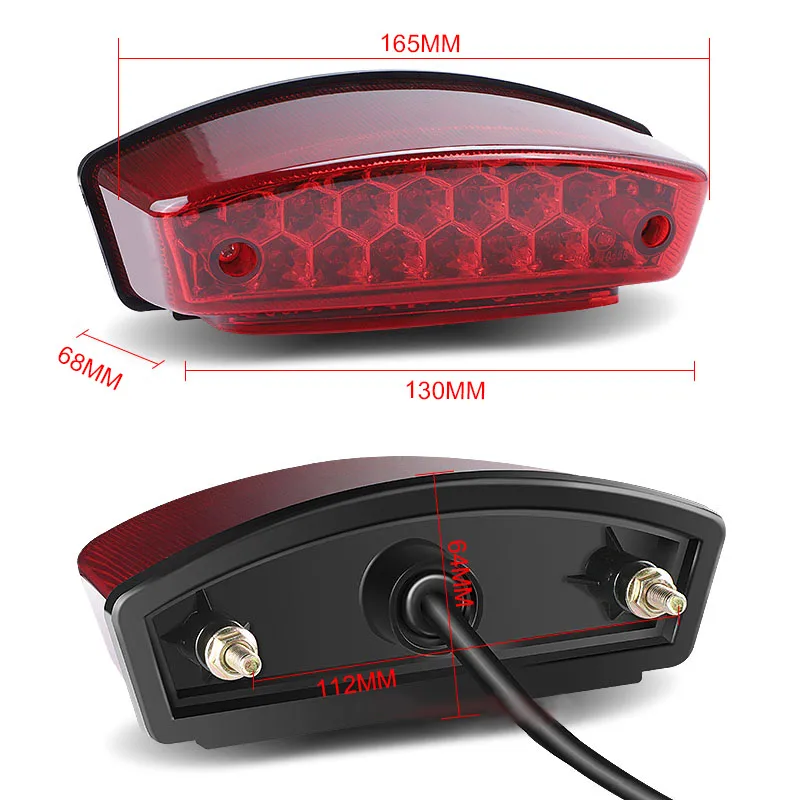 Motorcycle LED Tail Brake Light 15 LED Rear Light Stop Warning Reverseing Lamp License Plate Light Running Lamp Accessories 12V