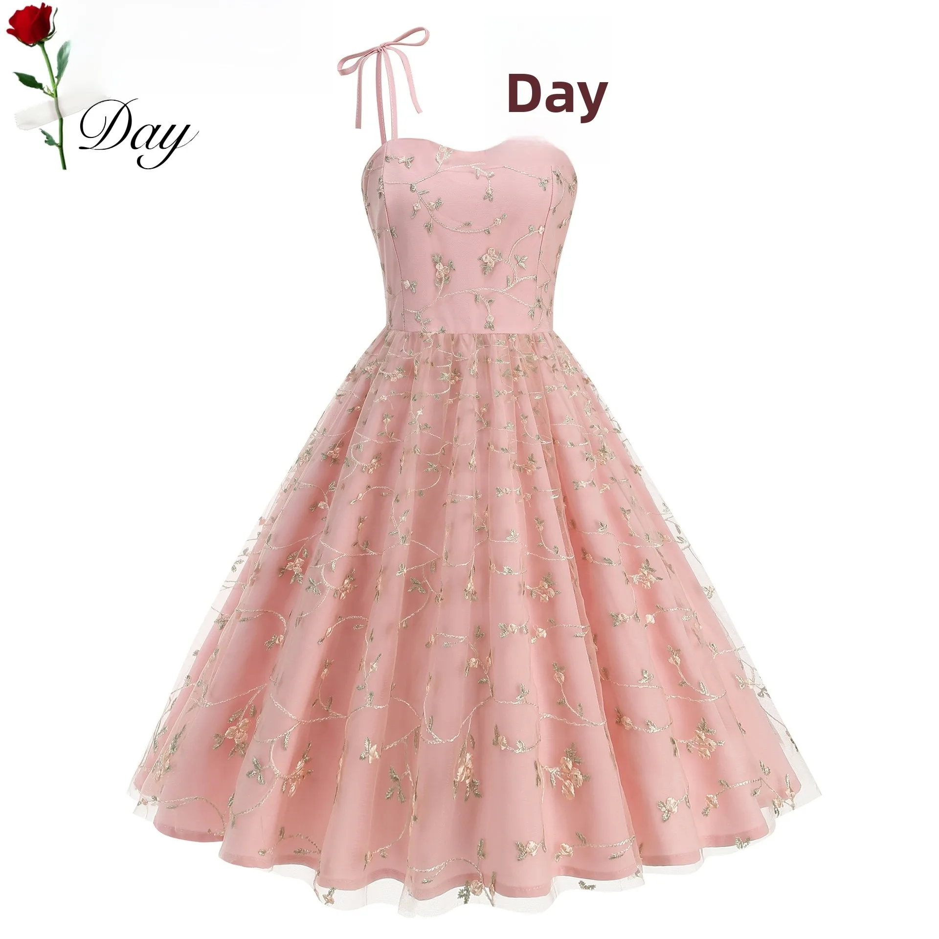 Ele Vintage geborduurde print Par Dr Me ter jurk afslankrok halflange zomer Faion dameskleding