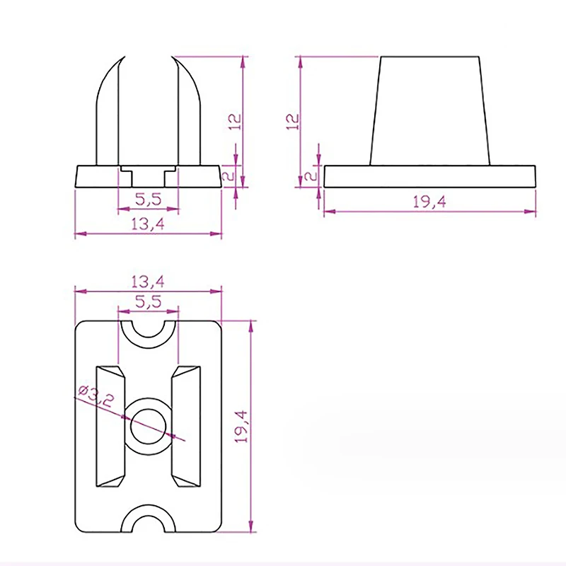 20Pcs Neon Strip Clip 6x12mm / 8x16mm LED Fixing ABS Plastic Mounting Clips LED Fixing ABS Plastic Mounting Clips