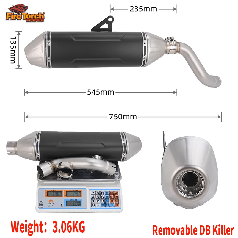 Slip On For CFMOTO 700MT 700 MT 2025 2026 Motorcycle Exhaust Escape Moto System Middle Link Pipe Removable DB Killer Muffler
