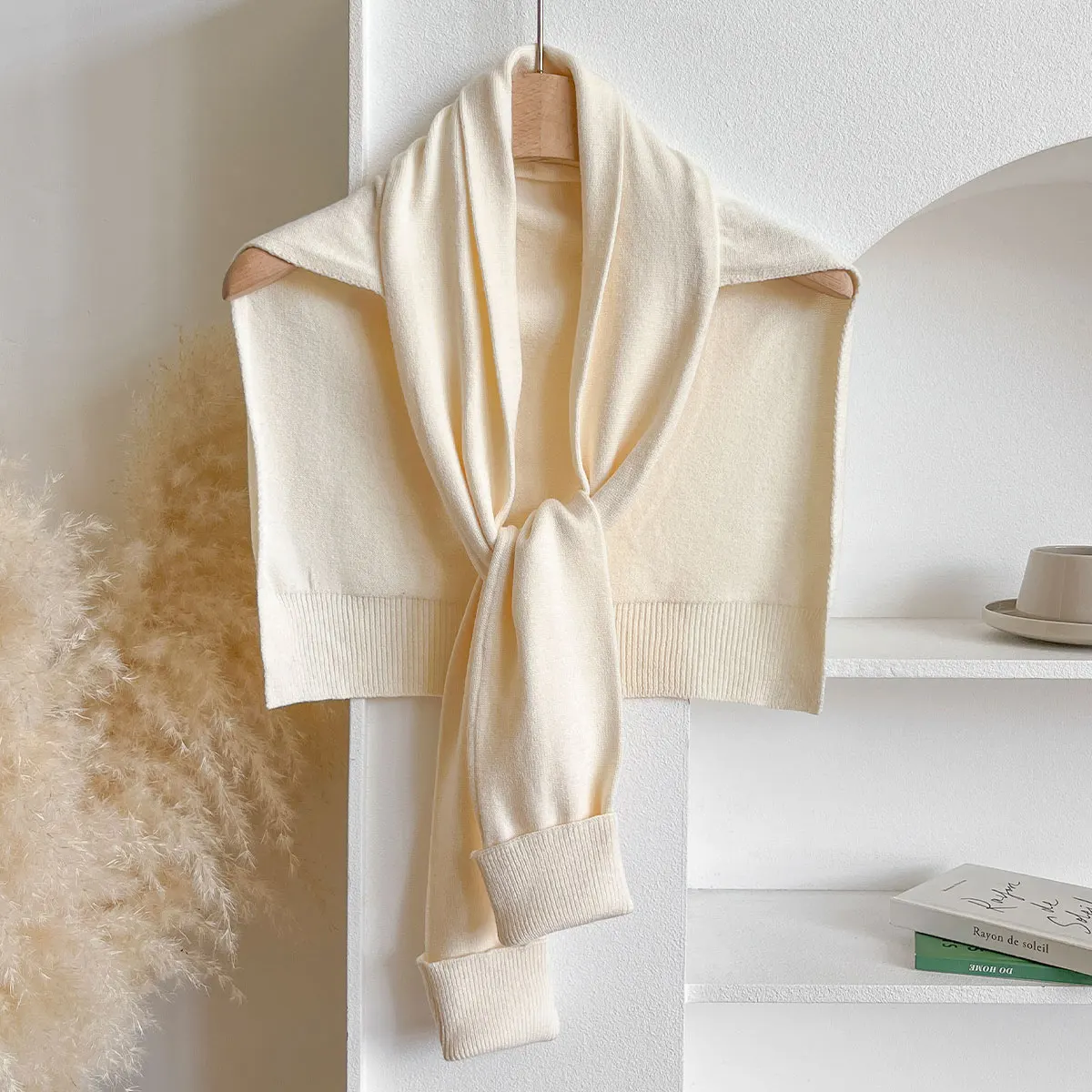 

Новый однотонный вязаный шарф-шаль, женские осенние и зимние накидки с рубашками, модная зимняя одежда, женские декоративные шарфы