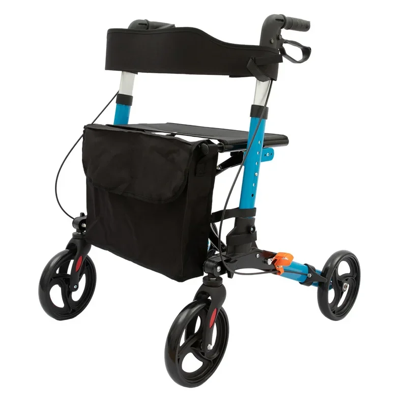 Outdoor aluminum alloy for the elderly driving disabled bone folding walker multi-functional four-wheel shopping cart