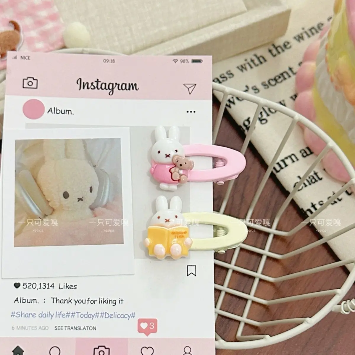 5 SZT. Spineczek do włosów Miffy Słodkie Dziewczęce Kolory Dopaminowe Kreskówkowe Klipsy z Kaczym Dziobem Uczennice Dzieci Kawaii Kreskówkowe Akcesoria do Włosów Prezent