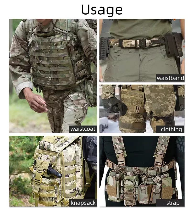 Imagem -06 - Camuflagem Tiras Não-elásticas para Bolsa Tático Faça Você Mesmo Molle Acessório Cinto Molle Amu Webbing 50 Metros 2.5cm de Largura