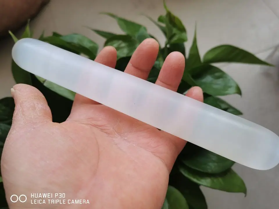 

7.88" large long Clear Gypsum Selenite Crystal Wand massage wand for health healing crystals pleasure From Moroccan