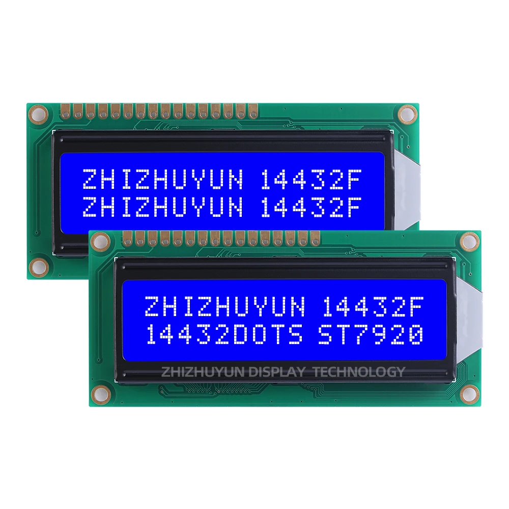 회색 필름 파란색 글꼴 14432 LCD 디스플레이 화면, 영어 간체 중국어 번체 지원, 3.3V 및 5V 옵션, ST7920/AIP31020