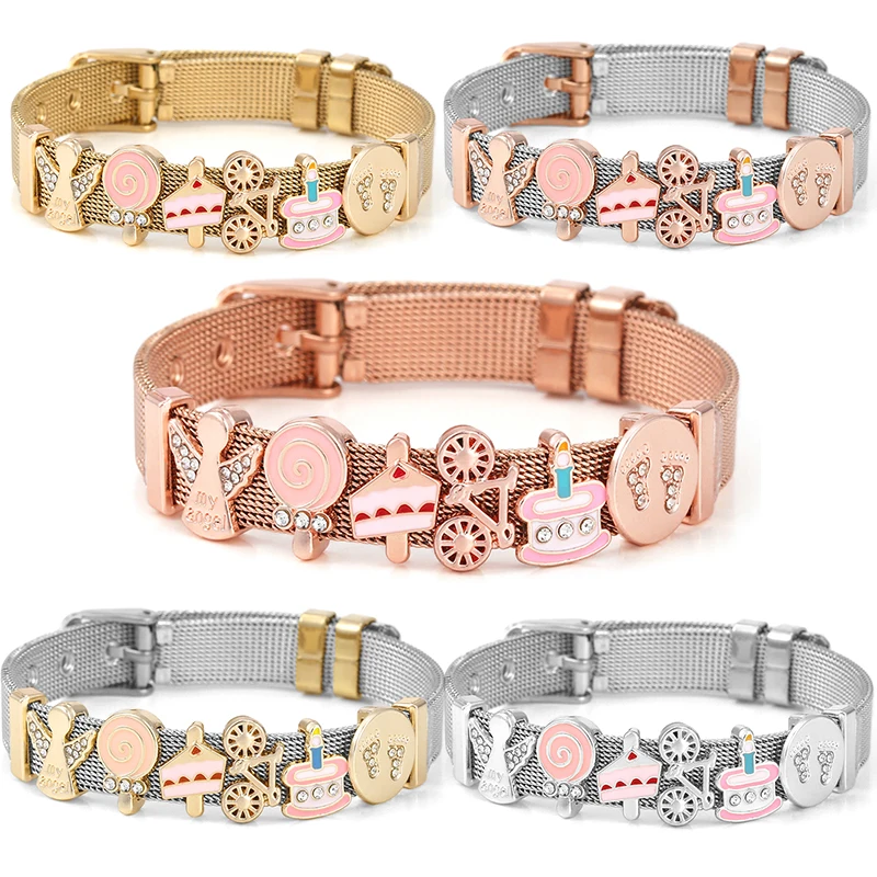 Fairy cake bead 10mm pendant bracelet DIY mesh buckle bracelet Pulseras Mujer women's and men's fashion jewelrygift direct sales