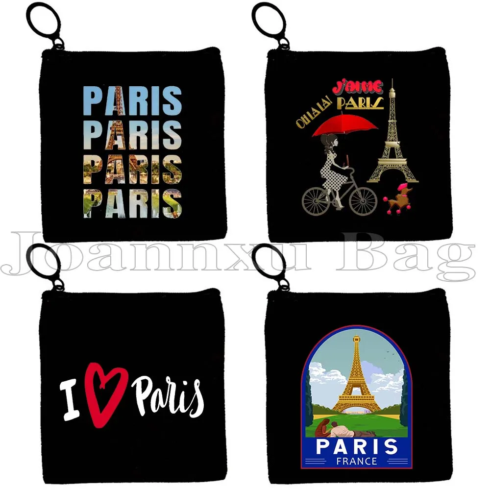 

Love Paris France Map Flag Eiffel Tower Landmark Pug Life Oh La La Fashion French Cute Coin Purse Key Case Bag Wallet Pouch