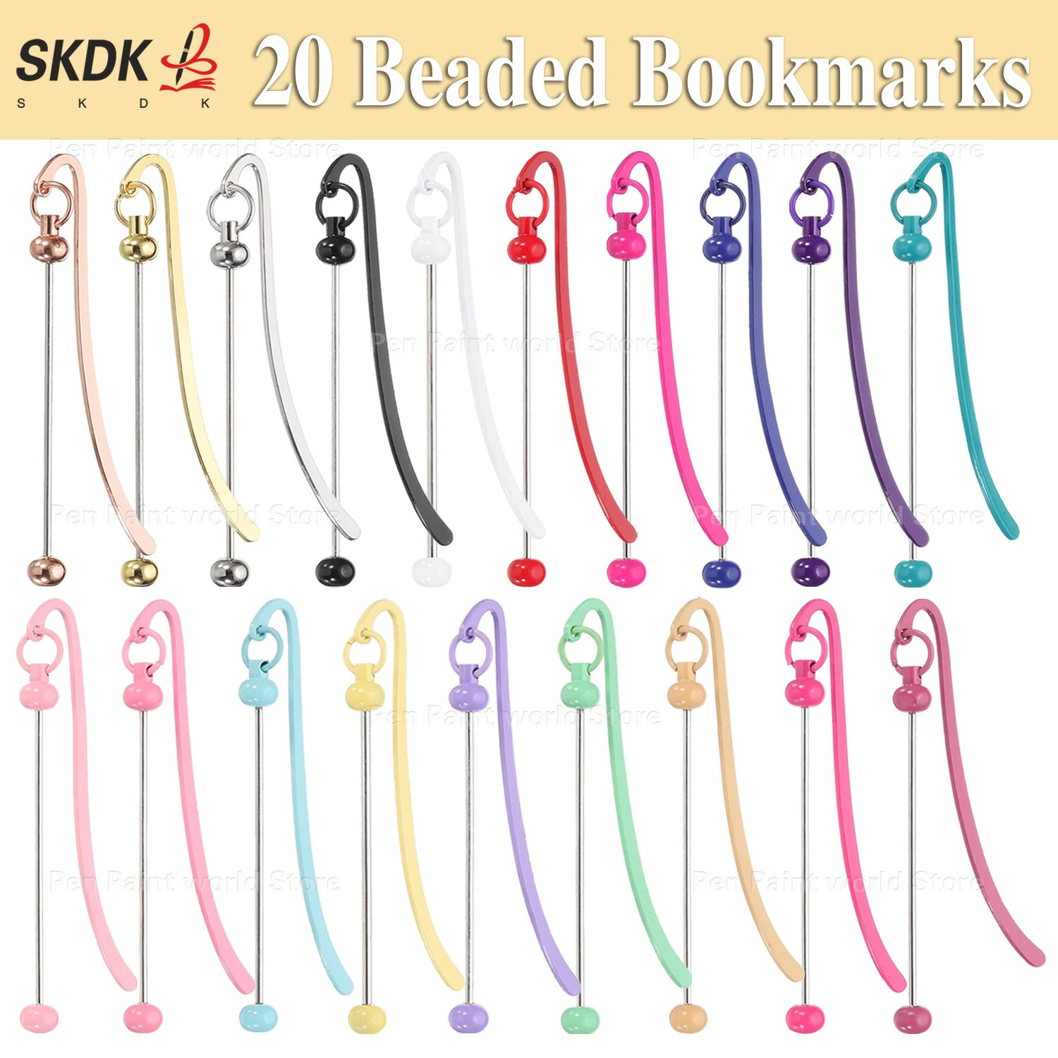 

20Pcs Metal Bookmark - Colorful Beaded Design for School Supplies & Gifts Creative Beaded DIY Gift for Kids' Reading Time