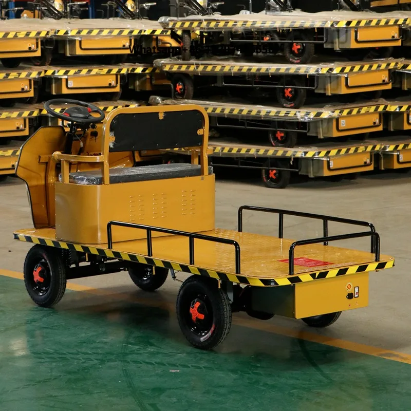 Impact Resistant Four-Wheel Electric Platform Cart Industrial Grade Wear Resistance Hand Trolley Workshop Handling