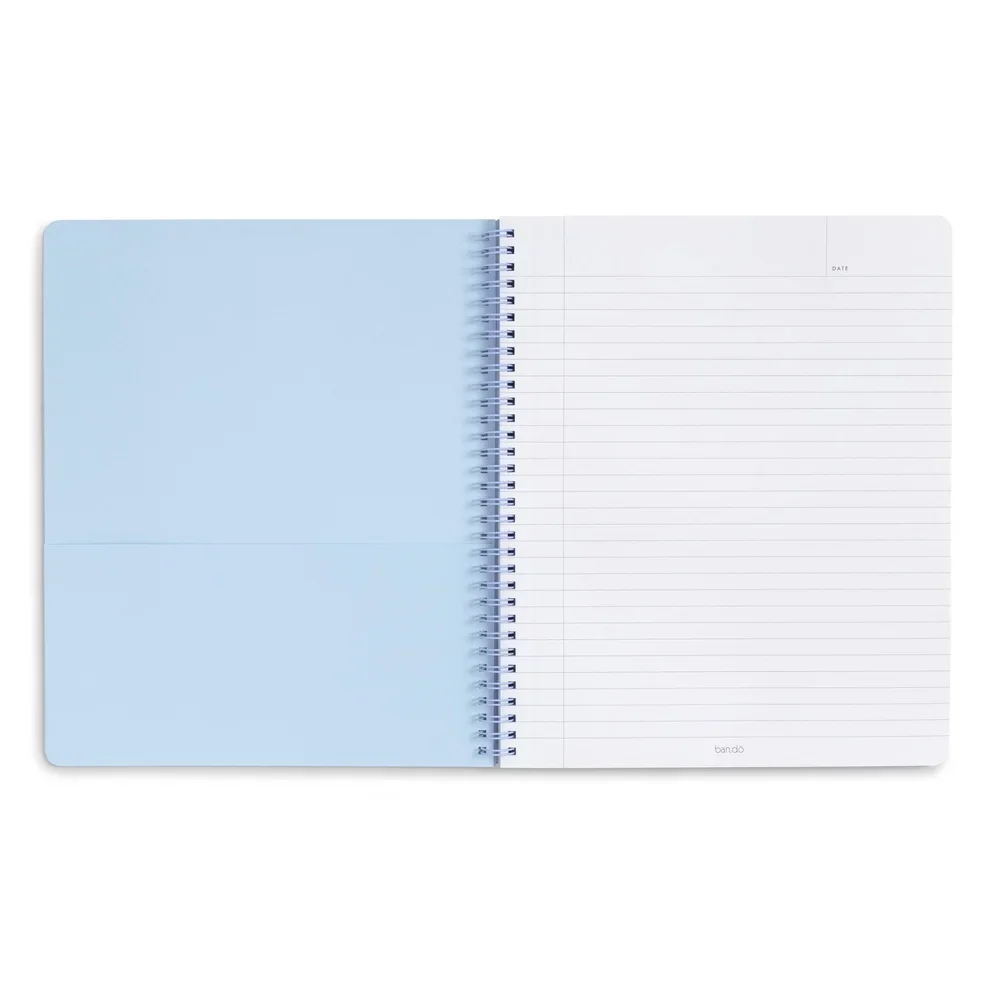 دفتر ملاحظات حلزوني كبير 11 × 9 معدني متين 160 صفحة مبطنة مسطرة للكلية وجيب مزدوج الجوانب تصميم مركزي مثالي