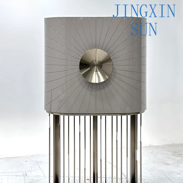 Italian light luxury floor-to-ceiling stainless steel art wine cabinet villa home living room wall high-end locker