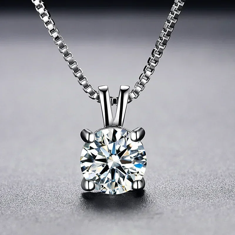 2ct Lab Solitaire Pendant Necklace Choker Statement Crystal from Austrian Women Jewelry With Box Chain