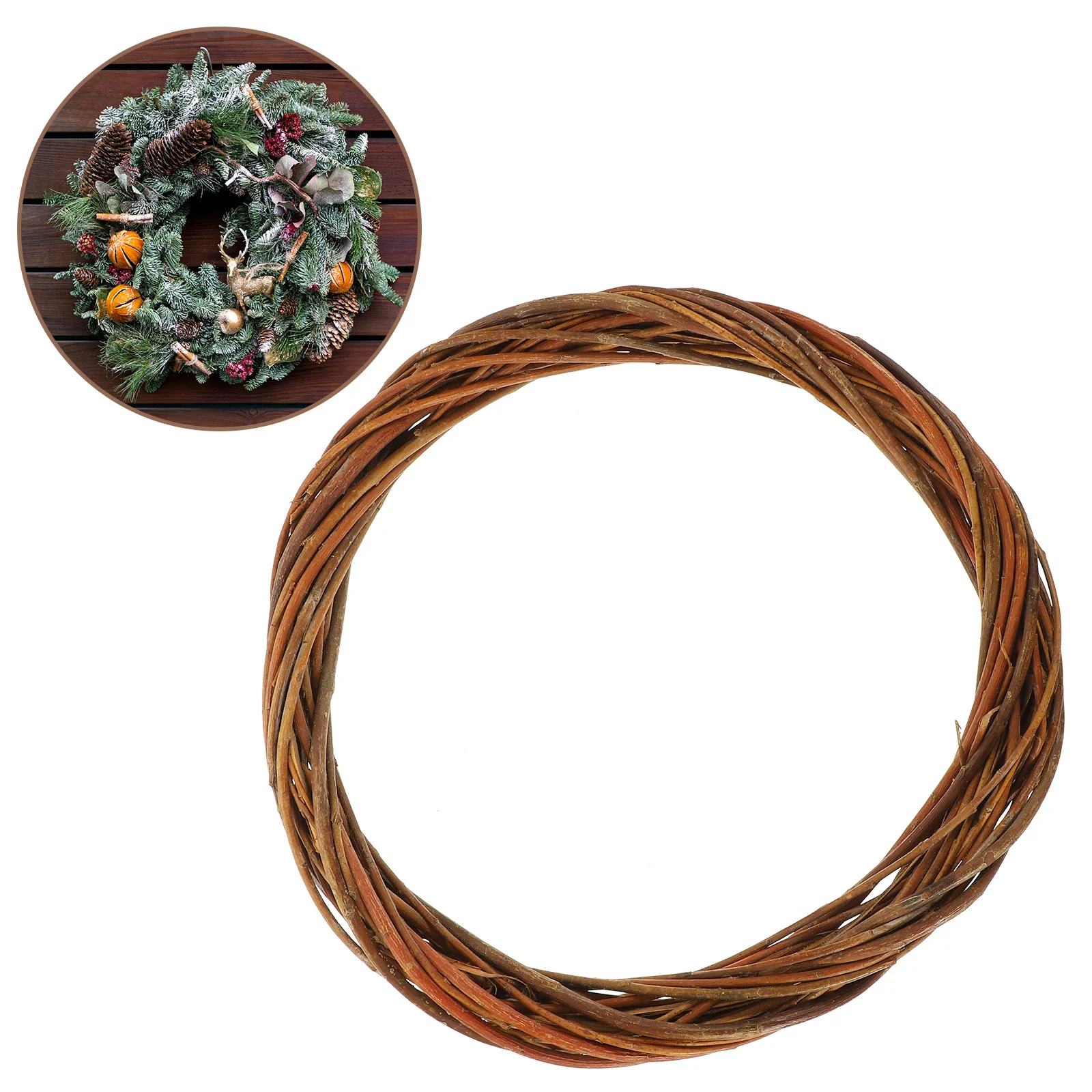 

Wicker Round Wreath Frame Natural Material DIY Crafts Wedding Floral Wreath for Holiday Door Wall Decoration Ornament