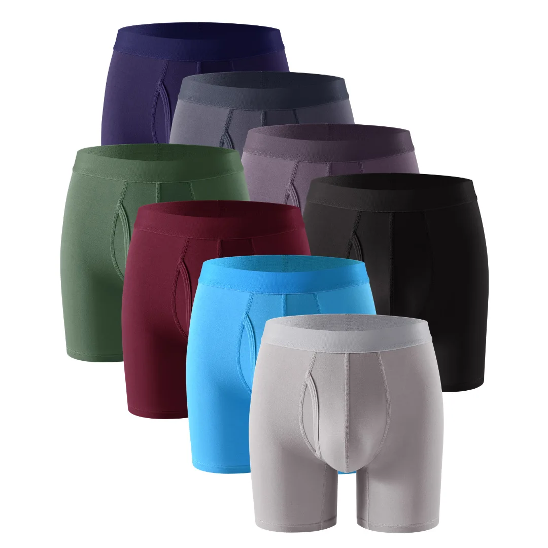 

Bamboo fiber long pee opening men's underwear mid-waist flat angle Yama factory spot direct sales