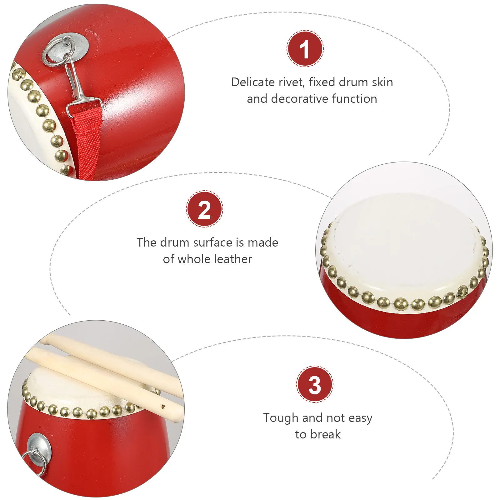 

1 set Chinese Waist Drum Toy, Durable Percussion Instrument, Lightweight Hand Drum For Celebration Party Performance,