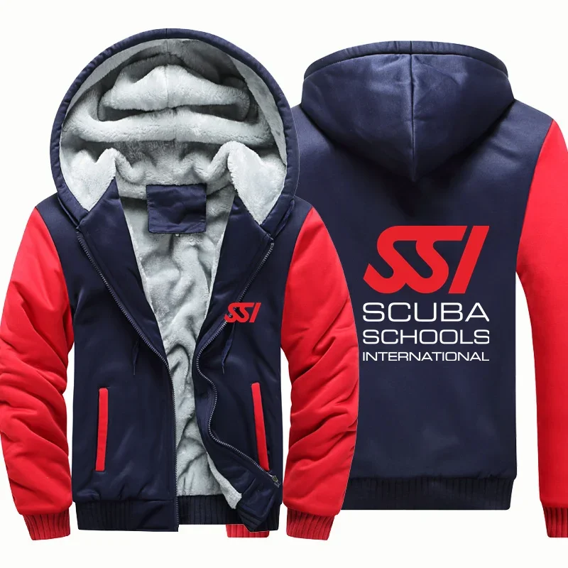 

Autumn Winter Scuba Diving Dive SSI Man Hoodies Sweatshirts Fleece Warm Wool Zipper Hooded Thick for Men Jackets Coat