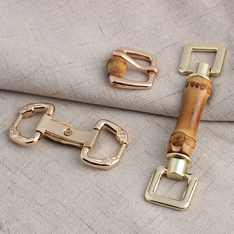 32/36MM Bamboo Adjust Roller Pin Buckle Metal Side Clip For DIY Bags Shoudler Strap Wood Buckles Anchor Hanger Hooks Accessories
