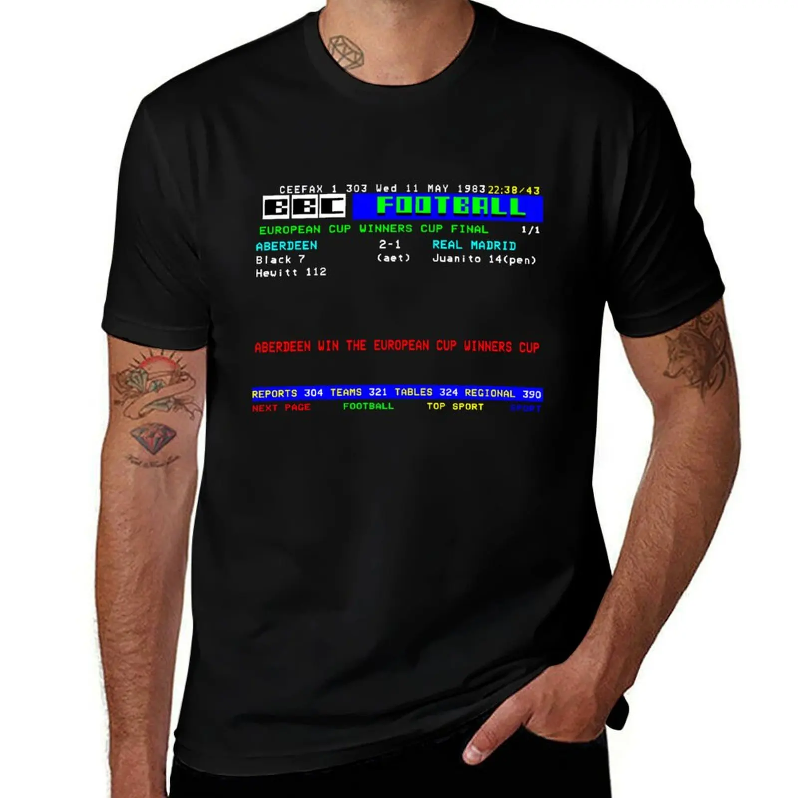

Aberdeen Cup Winners Cup Final 1983 CEEFAX T-Shirt t shirt man cotton t shirt personalised funny t shirts cotton T-Shirt