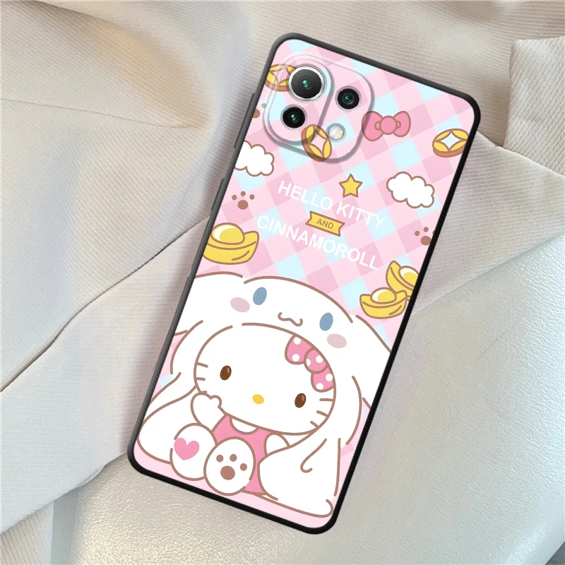 حافظة لهاتف شاومي ريدمي A3X A1 + 10A 10C K40 Pro A5 9 9C A3 12C A2 + 14C 9A 13C 9T K80 A4 غلاف ناعم كارتون ثلاثي هالو كيتي