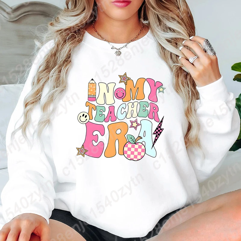 

In My Teacher Era Hoodless Sweatshirts Women Fashion Personality O Neck Pure Color Pullovers Casual Long Sleeve Sweatshirts Tops