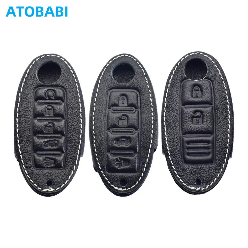 

Кожаный чехол для ключей автомобиля ATOBABI для Nissan Altima Murano Maxima Patrol Armada Infiniti Q50 QX50 Q60 QX60, чехол для умного пульта дистанционного управления
